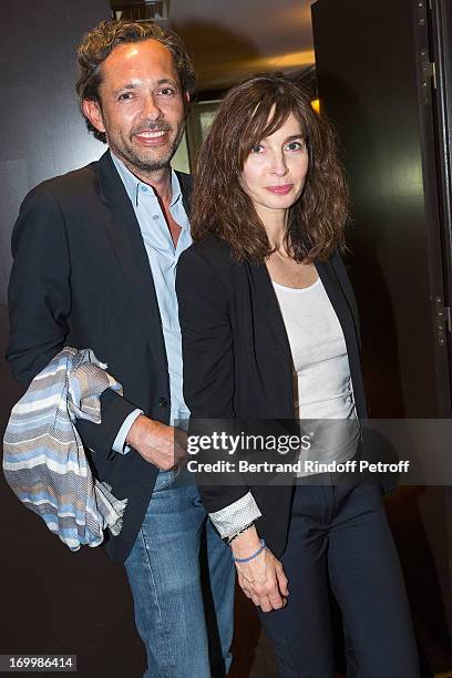 Actress Anne Parillaud and film distributor Jean-Philippe Tirel attend a cocktail party at Hotel Fouquet's Barriere following the premiere of the...