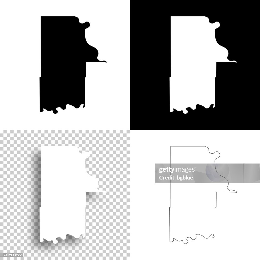 Leavenworth County, Kansas. Maps for design. Blank, white and black backgrounds