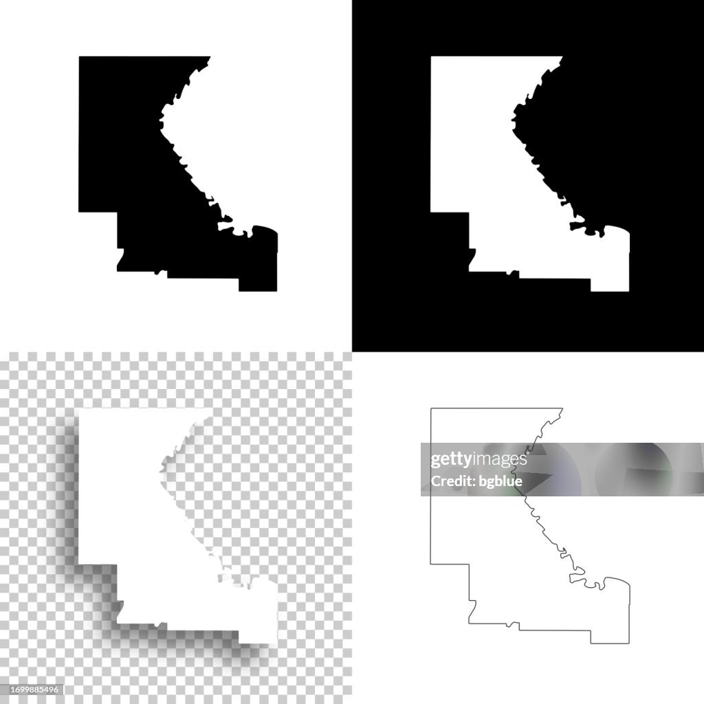 Riley County, Kansas. Maps for design. Blank, white and black backgrounds