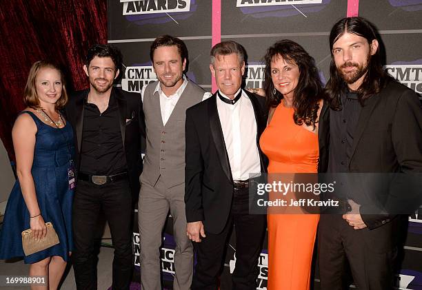 Scott Avett, Chip Esten, Randy Travis, Mary Beougher and Seth Avett of The Avett Brothers at the 2013 CMT Music Awards at the Bridgestone Arena on...