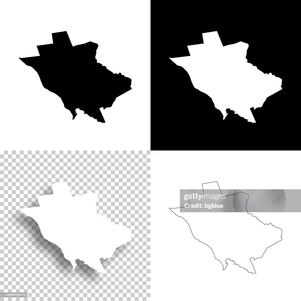 Mercer County, New Jersey. Maps for design. Blank, white and black backgrounds