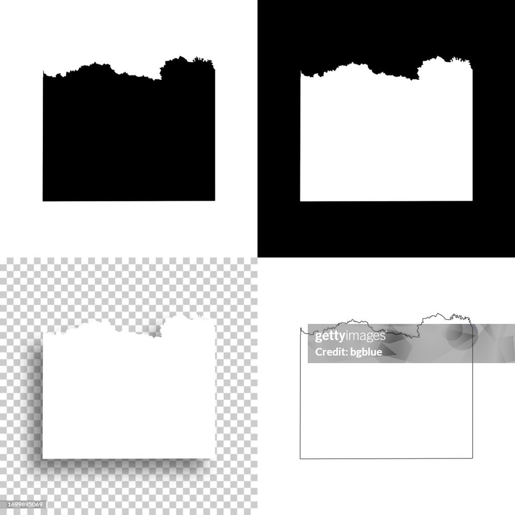 Cass County, Texas. Karten für das Design. Leere, weiße und schwarze Hintergründe