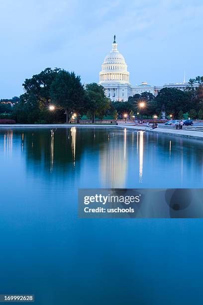 u.s. capitol with reflection - washington dc summer stock pictures, royalty-free photos & images