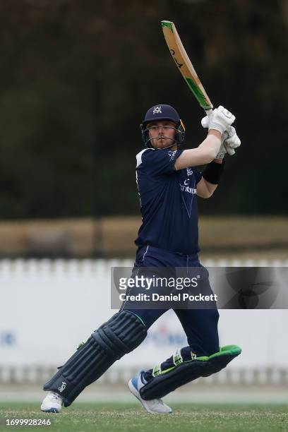 Fergus O'Neill of Victoria bats during the Marsh One Day Cup match between Victoria and Tasmania at CitiPower Centre, on September 25 in Melbourne,...