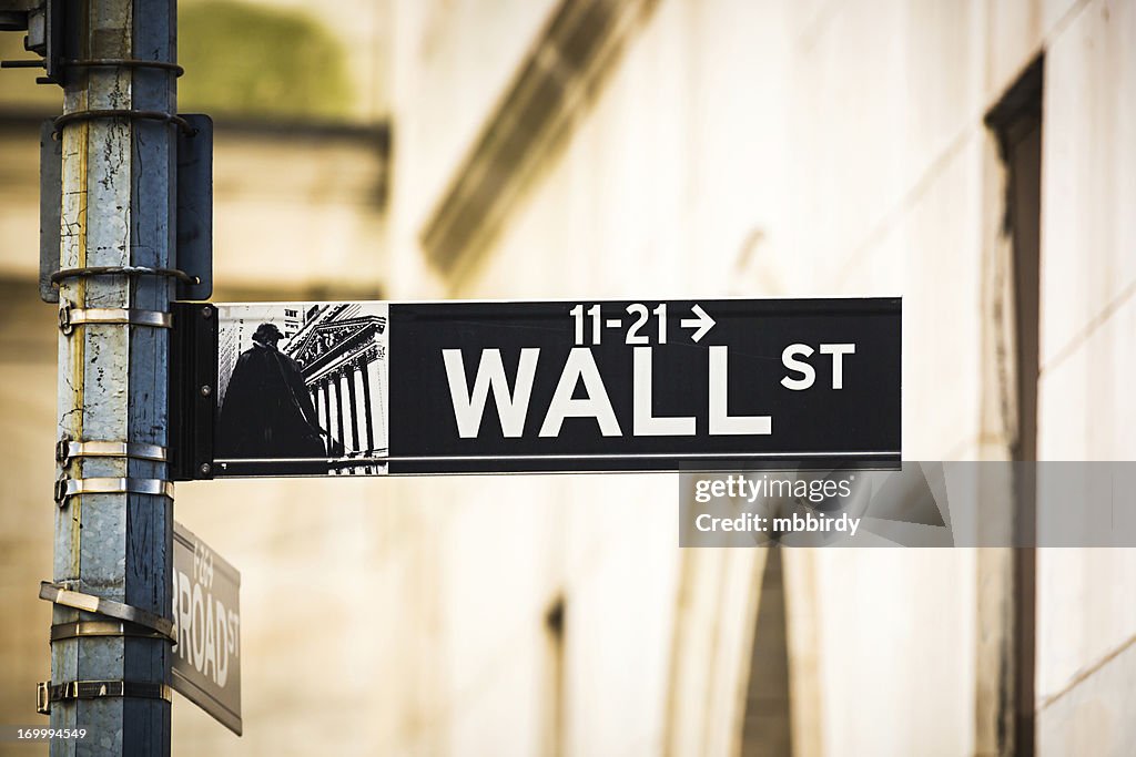 Wall Street sign, New York City, USA