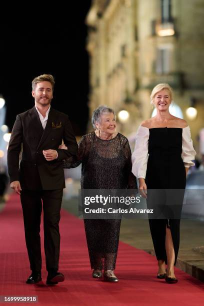 Pablo Rivero, Maria Galiana and Ana Duato attends the "Cuéntame Cómo Paso" premiere during the 71st San Sebastian International Film Festival at the...