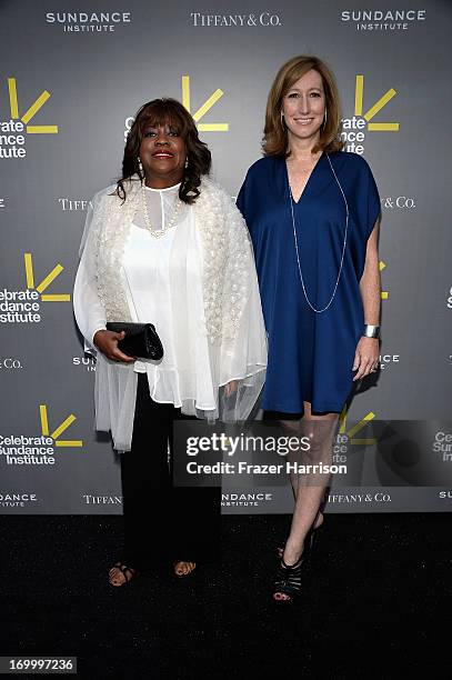 Vanguard Leadership Award recipient Chaz Ebert and Sundance Institute Executive Director Keri Putnam attend the 2013 'Celebrate Sundance Institute'...