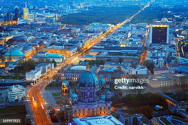 berlin by night - berlin aerial stock pictures, royalty-free photos & images