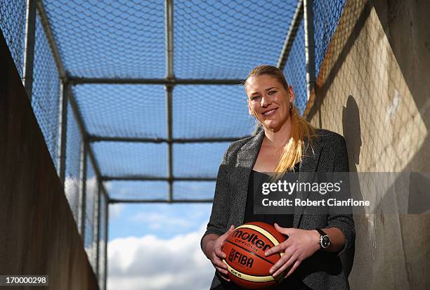 Australian basketballer Lauren Jackson poses for a portrait during the launch of the Lauren Jackson Basketball Academy the North Melbourne Recreation...