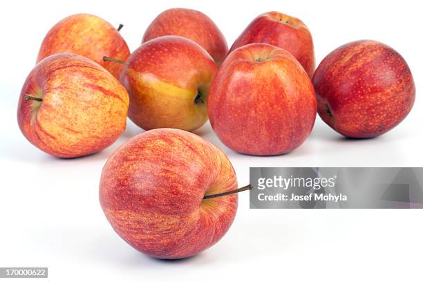 apples on white - gala apples stock pictures, royalty-free photos & images