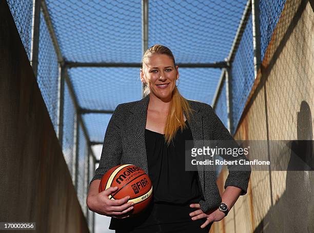 Australian basketballer Lauren Jackson poses for a portrait during the launch of the Lauren Jackson Basketball Academy the North Melbourne Recreation...