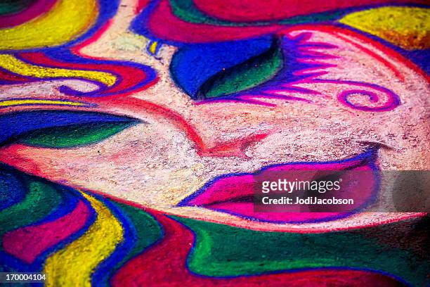 bright chalk street painting - chalk art equipment stock pictures, royalty-free photos & images