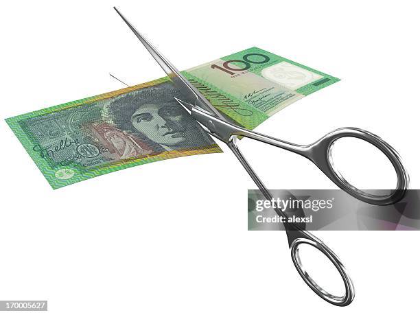 cut costs - australian dollar - scissors stock pictures, royalty-free photos & images