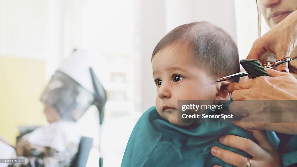 Baby at the hairdresser