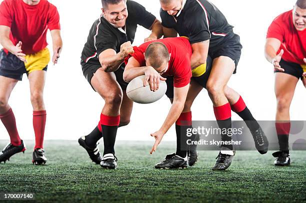 rugby players in action - ruck stock pictures, royalty-free photos & images