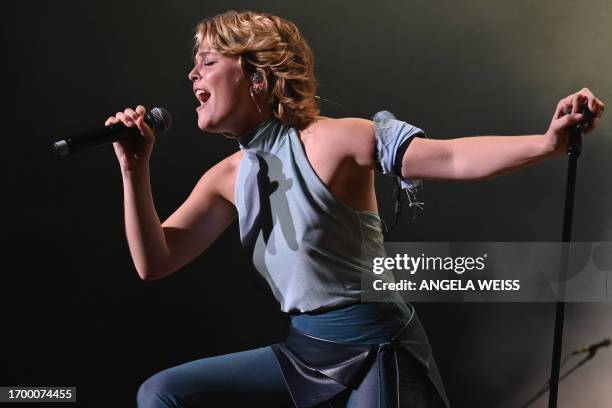 Singer Maggie Rogers performs onstage during the All Things Go music festival at Merriweather Post Pavilion in Columbia, Maryland, on September 30,...