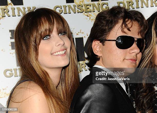 Paris Jackson and Prince Michael Jackson attend the Mr. Pink Ginseng Drink launch party at Regent Beverly Wilshire Hotel on October 11, 2012 in...