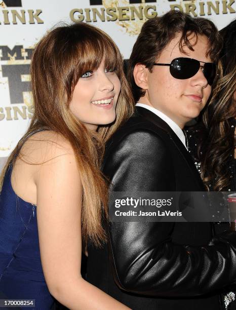 Paris Jackson and Prince Michael Jackson attend the Mr. Pink Ginseng Drink launch party at Regent Beverly Wilshire Hotel on October 11, 2012 in...