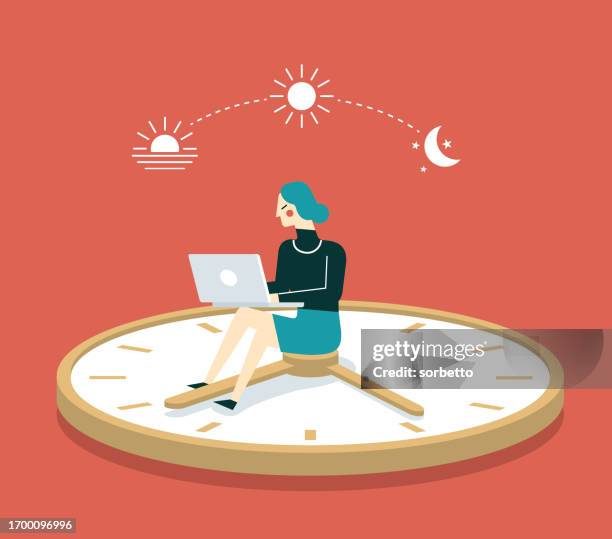 geschäftsfrau und zeit - voll geladen stock-grafiken, -clipart, -cartoons und -symbole