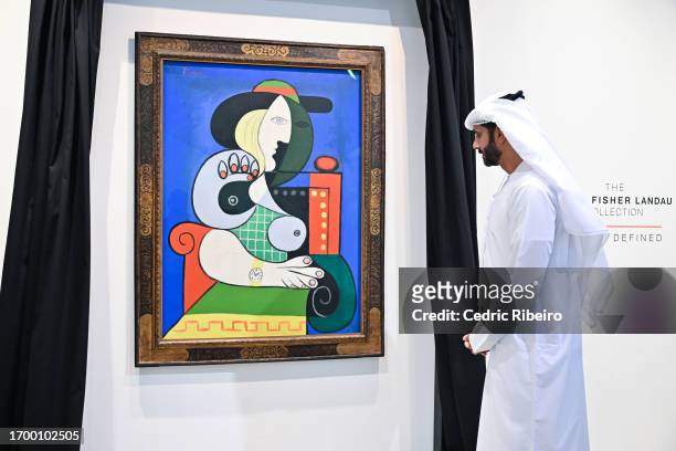 His Excellency Sheikh Salem bin Khalid Al Qassimi attends the Sotheby’s Dubai unveiling of the ultimate masterpiece by Pablo Picasso, a monumental...