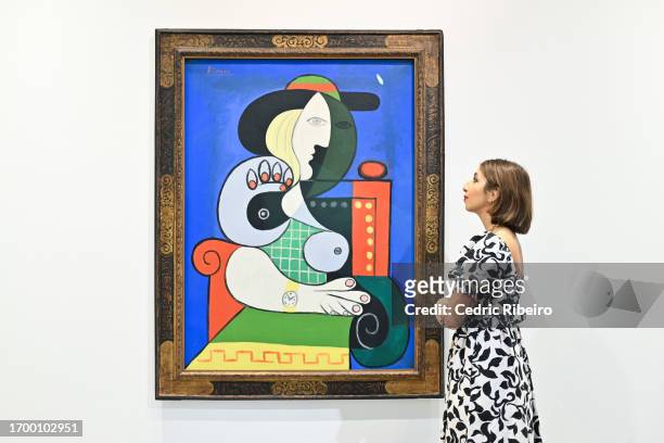 Sotheby's Dubai unveils the ultimate masterpiece by Pablo Picasso, a monumental 193 portrait of Marie-Therese Walter, on September 25, 2023 in Dubai,...