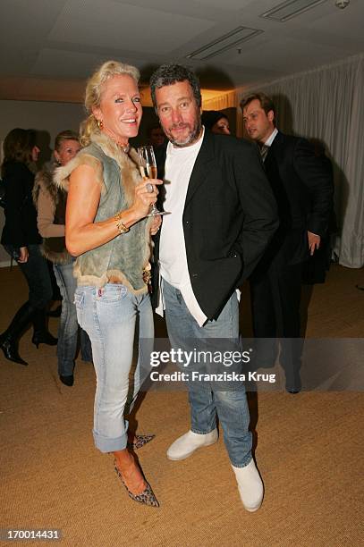 Jacqueline Meyer-Burckhardt and designer Philippe Starck at The Housewarming Party With Philippe_Starck Yoo In-Showroom Sandtorkai 60 in Hamburg.