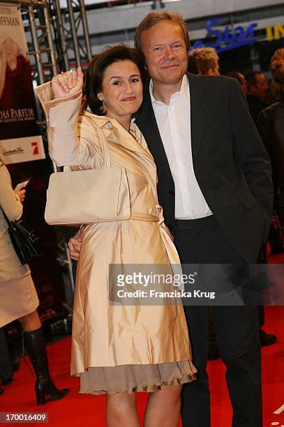 Sandra Maischberger And husband Jan Kerhart at The Premiere Of "The Perfume" in Berlin Cinestar.