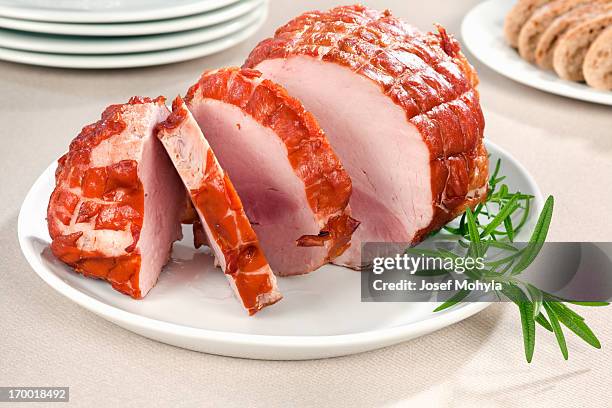 smoked ham - sliced ham stock pictures, royalty-free photos & images