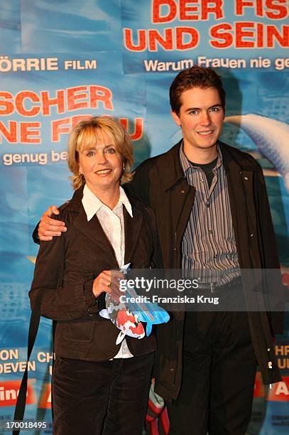 Gisela Schneeberger With Her Son Philipp Müller At The Premiere Of "The Fisherman And His Wife" In Mathäser cinema in Munich.