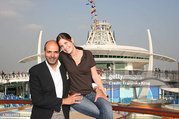 Alexander Pfitzenmeier And Wife Vanessa Pfitzenmeier On The "Freedom Of The Seas" In the port of Hamburg on 240406.