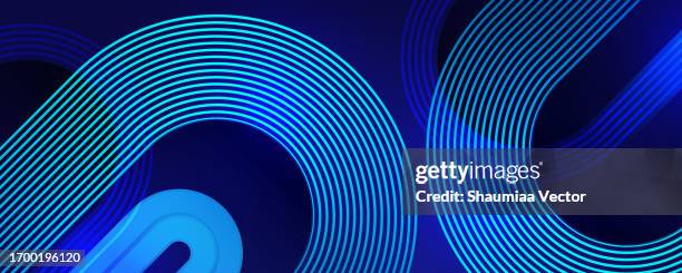 abstract glowing dark blue geometric rounded shape technology futuristic background design - navy blue sports background stock illustrations