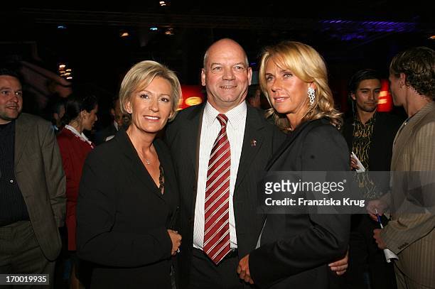 Sabine Christiansen with Joachim Hunold And His wife Michaela When "Fly Into The Sunshine" Air Berlin media meeting in Hangar 2 In the Event Center...
