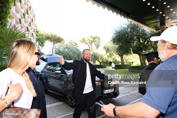 Shane Lowry of Ireland and Team Europe arrives to the Cavalieri Hotel prior to the 2023 Ryder Cup on September 25, 2023 in Rome, Italy.