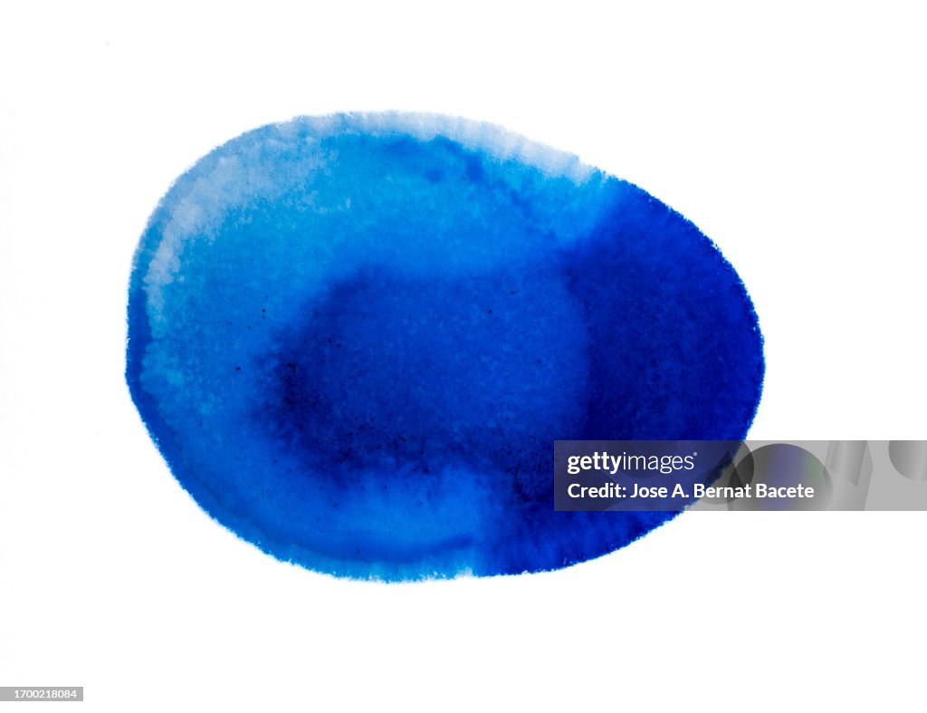 Blue paint stain slides on a white background.