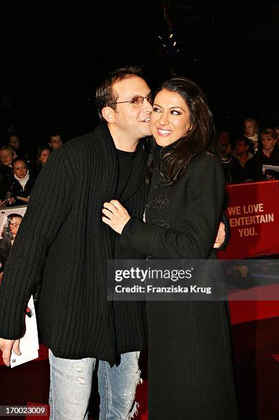 Björn Casapietra And girlfriend Dilek On In The Germany premiere of "my sister in the shoes" in Cinestar Sony Center in Berlin 041105.