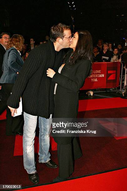 Björn Casapietra And girlfriend Dilek On In The Germany premiere of "my sister in the shoes" in Cinestar Sony Center in Berlin 041105.