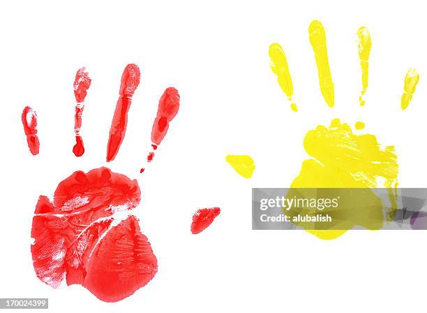 handprints - vingerverf stockfoto's en -beelden