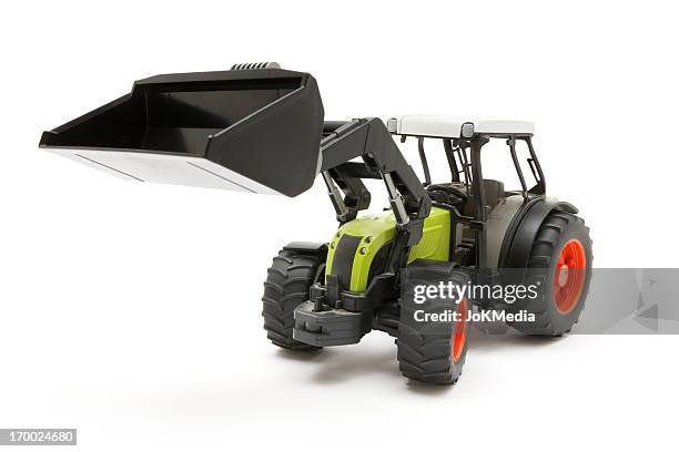 plastic front loader tractor - vehicle scoop stock pictures, royalty-free photos & images