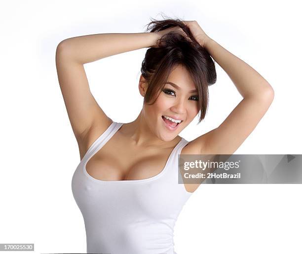 sexy young asian woman in white tank top - pretty vietnamese women 個照片及圖片檔