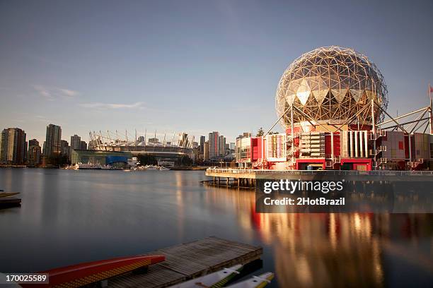 false creek view of science world vancouver canada - vancouver canada stockfoto's en -beelden