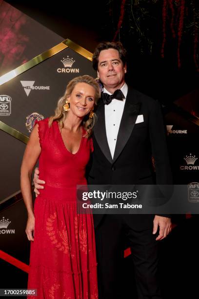 Laura McLachlan and Gillon Mclachlan attends the 2023 Brownlow Medal count at Crown Palladium on September 25, 2023 in Melbourne, Australia.