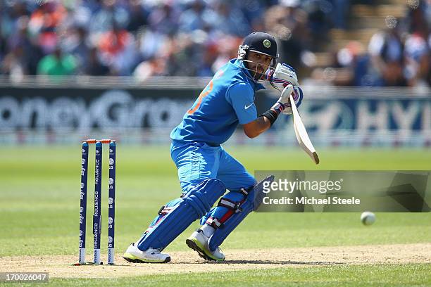 Virat Kohli of India during the Group B ICC Champions Trophy match between India and South Africa at the SWALEC Stadium on June 6, 2013 in Cardiff,...