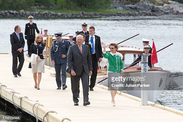 King Harald, and Queen Sonja of Norway,on the last day of a three day visit to the county of Sor Trondelag, in the municipality of Afjord, on June 6,...