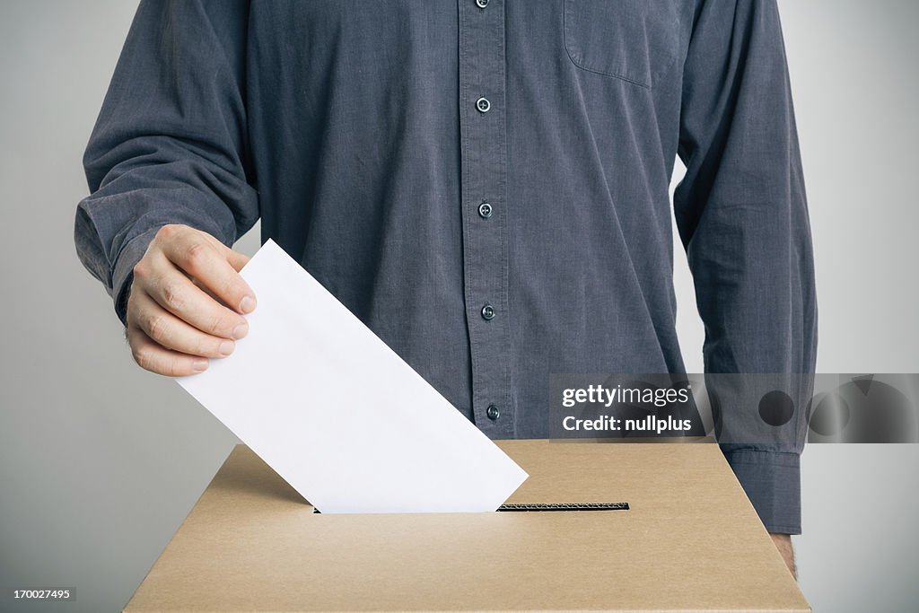 Man casting his vote