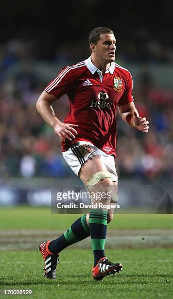 Ian Evans of the Lions looks on during the tour match between the Western Force and the British & Irish Lions at Patersons Stadium on June 5, 2013 in...