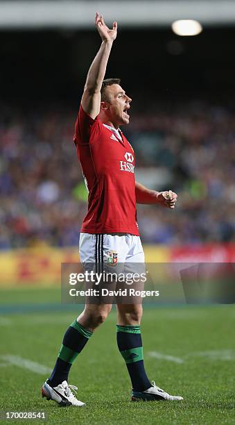 Tommy Bowe of the Lions calls for the ball during the tour match between the Western Force and the British & Irish Lions at Patersons Stadium on June...