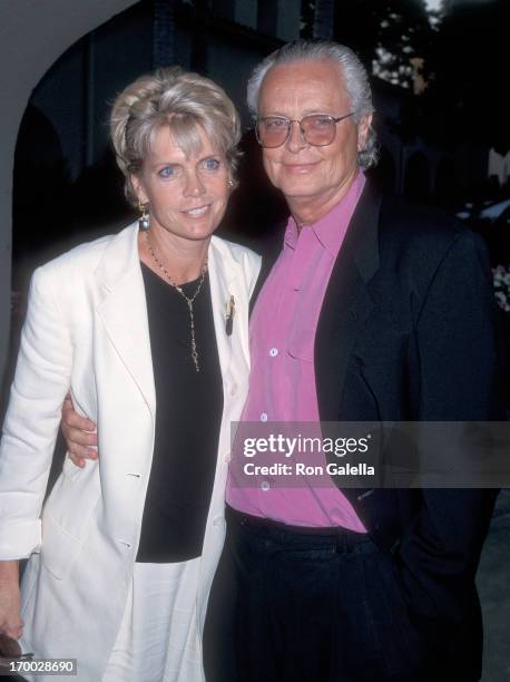 Actress Meredith Baxter and husband actor Michael Blodgett attend the CBS Summer TCA Press Tour on July 24, 1998 at the Ritz-Carlton Hotel in...