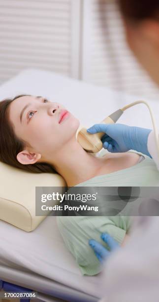 neck or thyroid ultrasound examination - lymphatic system stock pictures, royalty-free photos & images