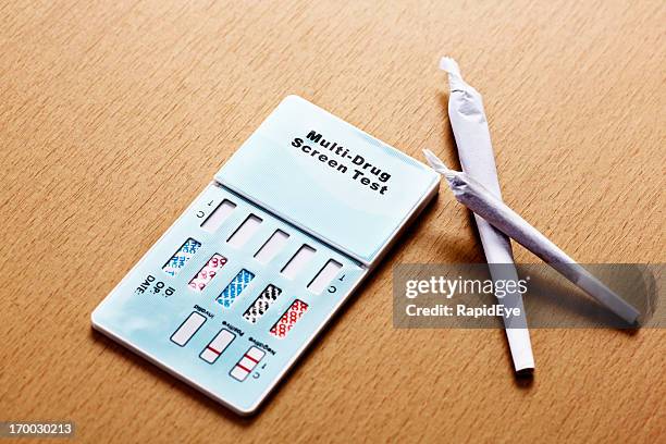 checking on your children: multi-drug test kit with two joints - blood urine stock pictures, royalty-free photos & images