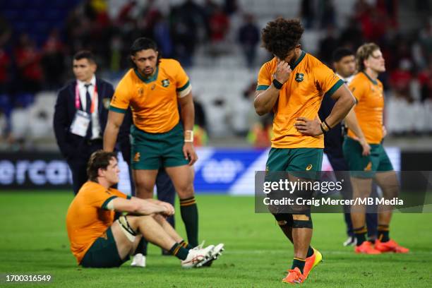 Dejection for Rob Valetini of Australia after the Rugby World Cup France 2023 match between Wales and Australia at Parc Olympique on September 24,...